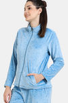 Zivame Plush Velour Knit Poly Winterwear Top - Blue Mist — thumbnail 3